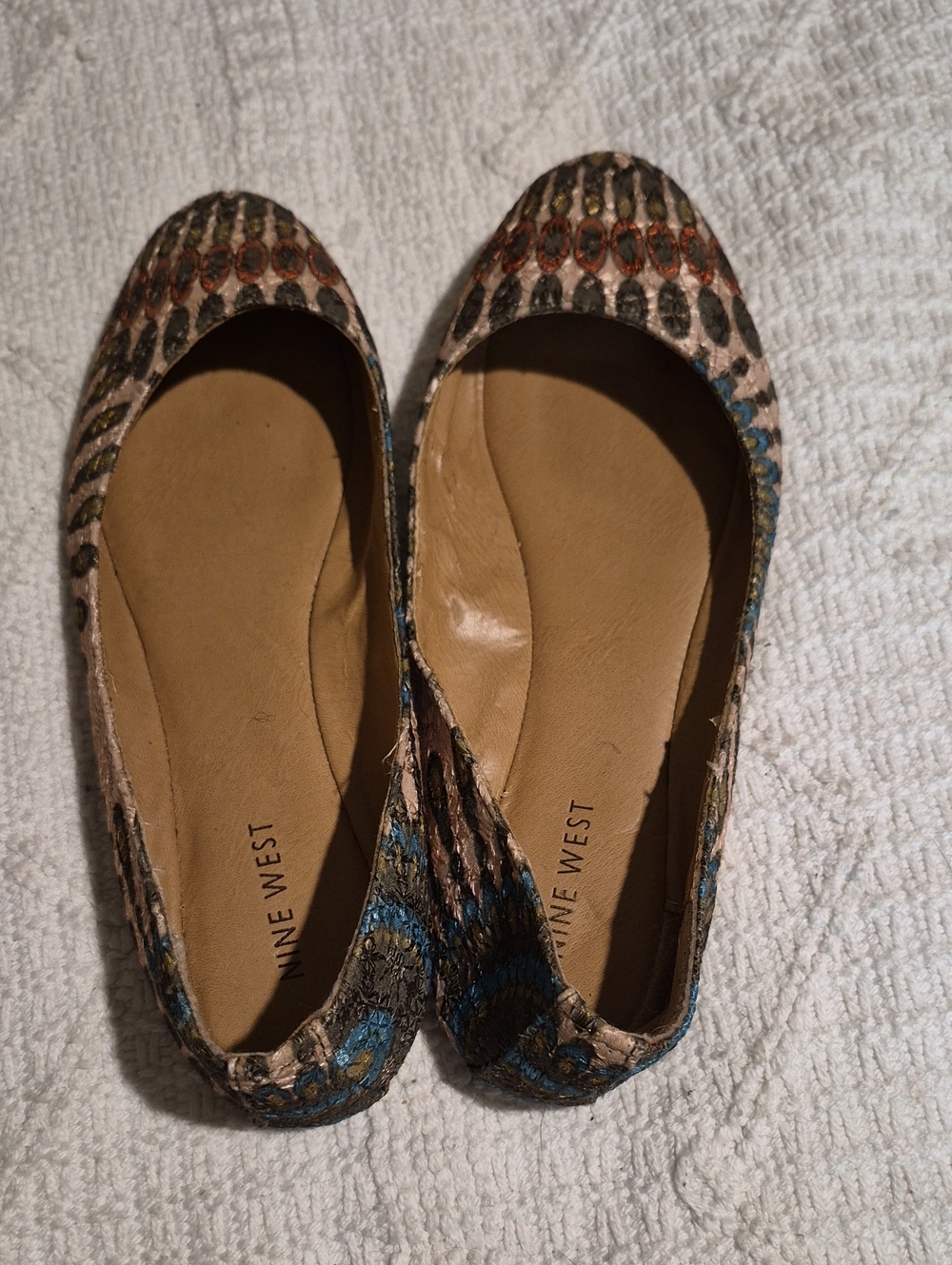 Nine West Tan Multicolor Patterned Ballet Flats Size 8